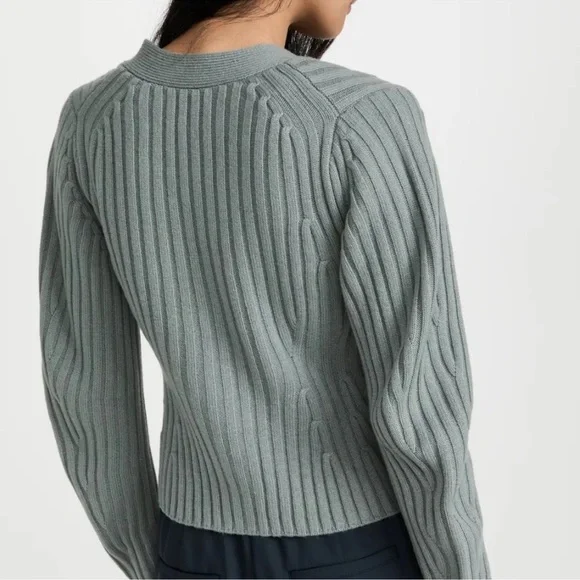 🆕 Vince Poet Sleeve Wool & Cashmere-blend Cardigan in Mineral Sea
